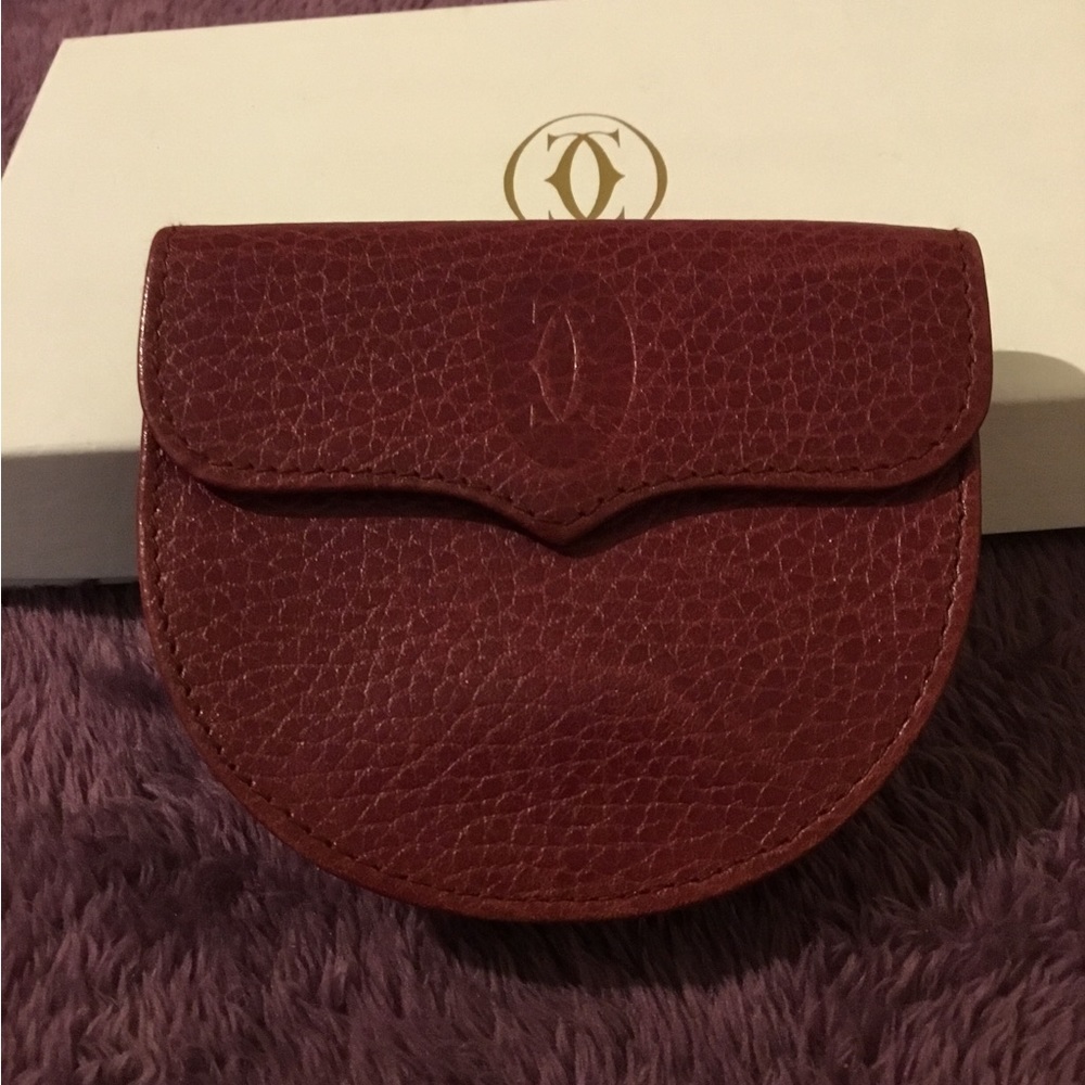 Authentic Cartier Bordeaux Leather Coin Holder - Picture 7 of 14